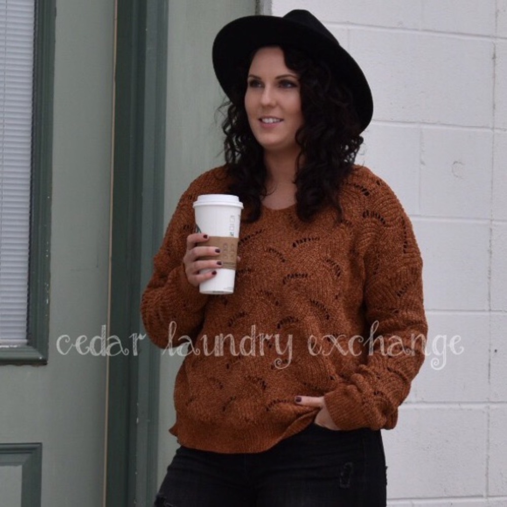 Soft Chenille Sweater In Rust - Picture 2 of 8